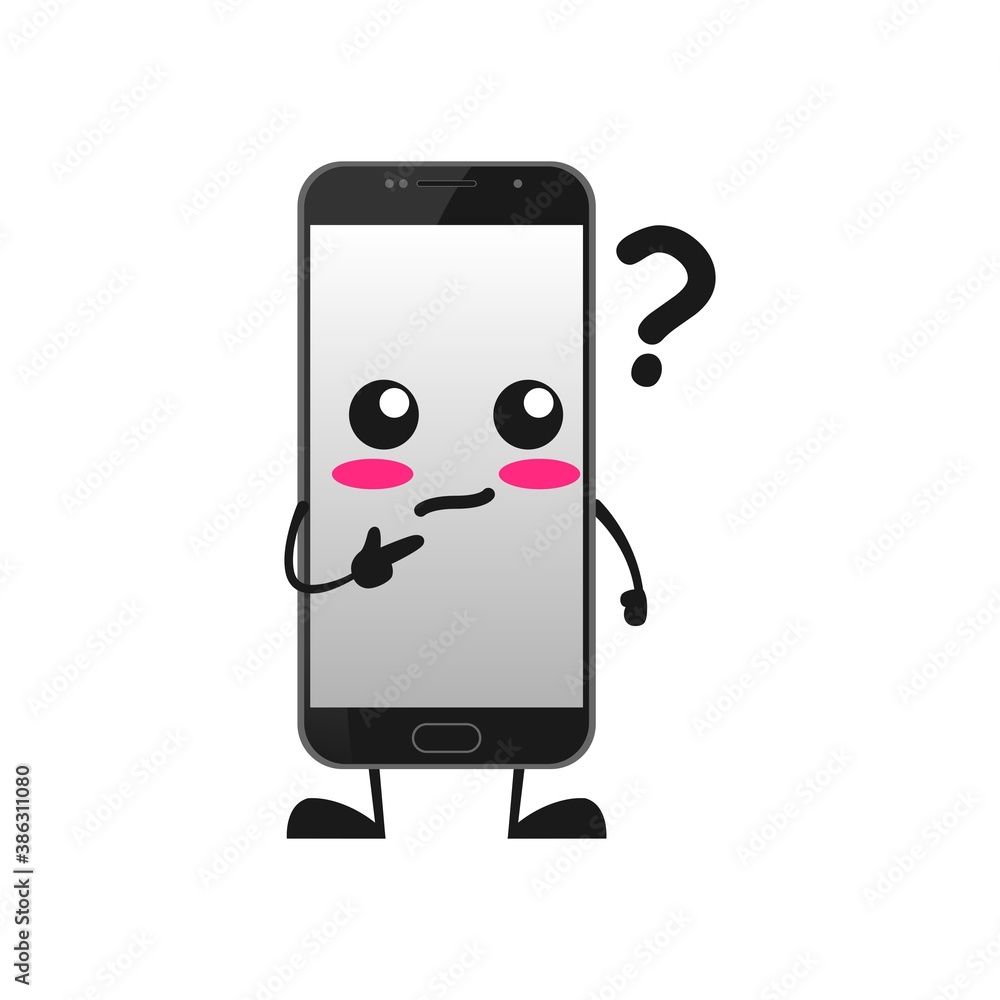 vector illustration of cute smartphone mascot or character have question or confused. cute smartphone Concept White Isolated. Flat Cartoon Style Suitable for Landing Page, Banner, Flyer, Sticker. vector illustration of cute smartphone mascot or character have question or confused. cute smartphone Concept White Isolated. Flat Cartoon Style Suitable for Landing Page, Banner, Flyer, Sticker.