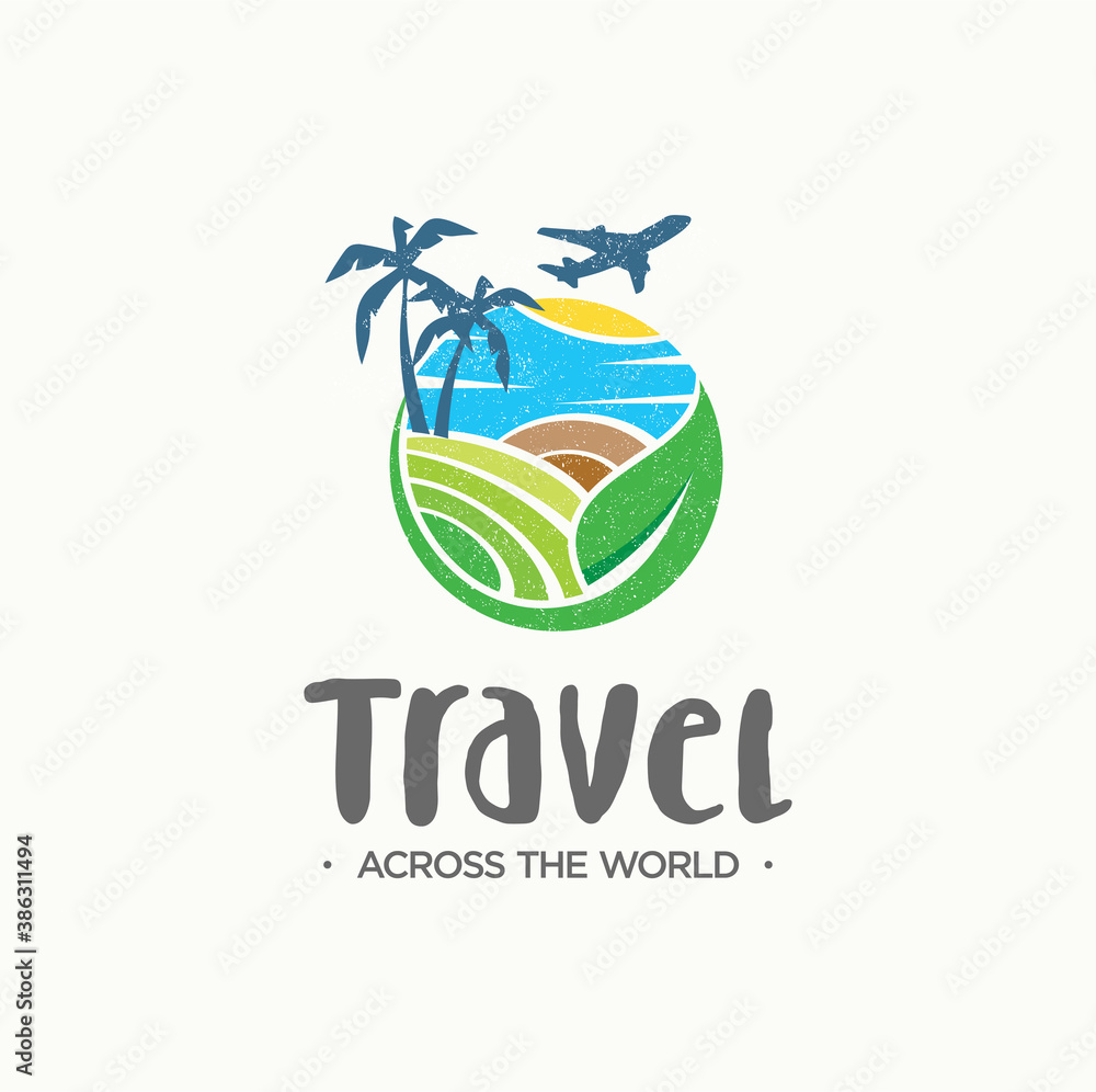 Travel agency logo on white background. symbol of vacation. creative travel logo for tourist, vacation traveler And holiday traveler Logo Design company. Nature Beach Landscape Logo Sign Travel agency logo on white background. symbol of vacation. creative travel logo for tourist, vacation traveler And holiday traveler Logo Design company. Nature Beach Landscape Logo Sign