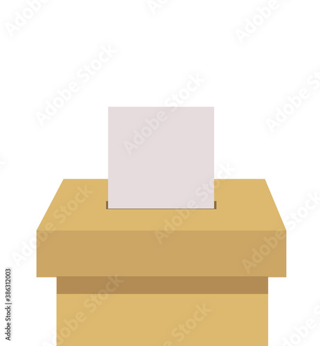 Vector of voter ballot going into a ballot box