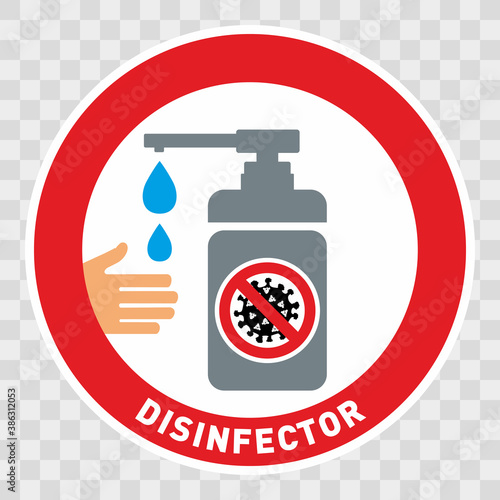 Warning and quarantine sign disinfector. Lockdown Pandemic stop Coronavirus outbreak covid-19 2019-nCoV.