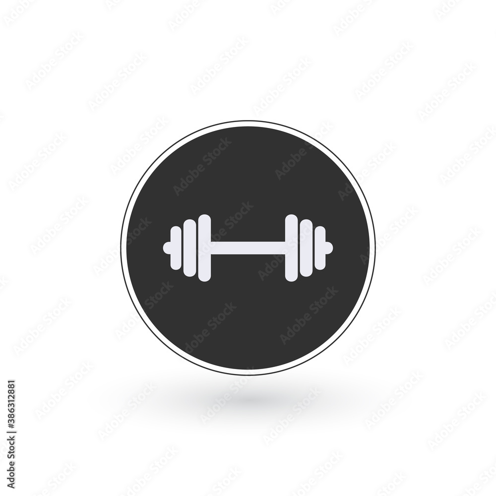 Dumbbell Icon in circle, gym activity icon in trendy flat style. Stock vector illustration isolated on white background. Dumbbell Icon in circle, gym activity icon in trendy flat style. Stock vector illustration isolated on white background.
