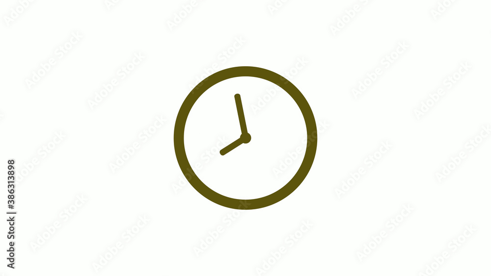 Circle yellow dark 12 hours clockicon on white background,yellow dark clockicon without trick Circle yellow dark 12 hours clockicon on white background,yellow dark clockicon without trick