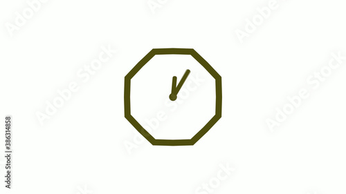 Amazing counting down clock icon on white background, 12 hours clock icon