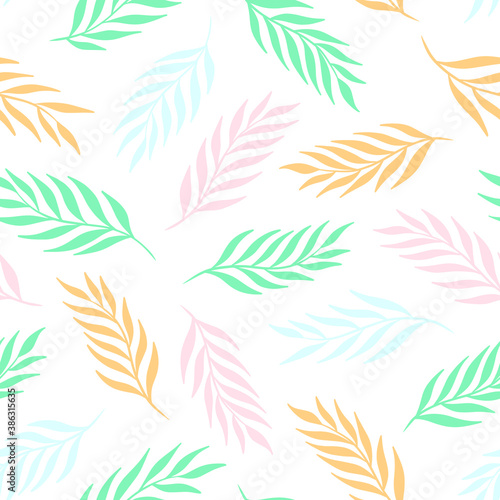 Hand drawn leaf seamless pattern design. Subtle pastel colors. Vector illustration for surface design  print  poster  icon  web  graphic designs.