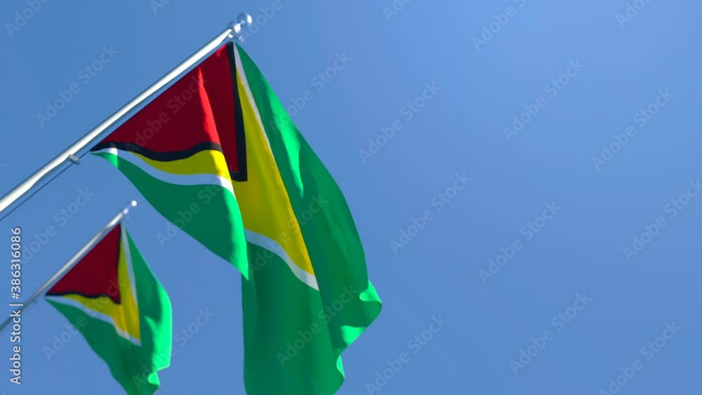 The national flag of Guyana flutters in the wind The national flag of Guyana flutters in the wind