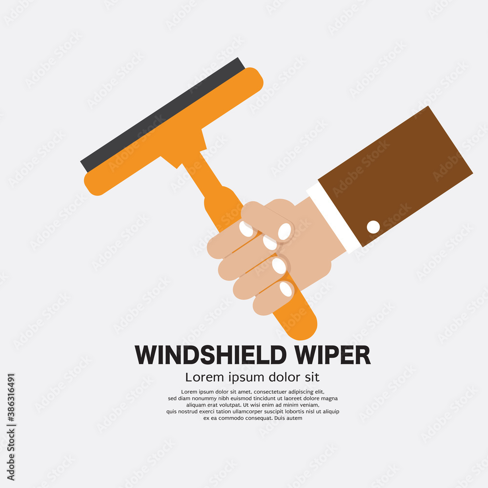 Flat Design Hand Holding Windshield Wiper For Car Vector Illustration. Flat Design Hand Holding Windshield Wiper For Car Vector Illustration.