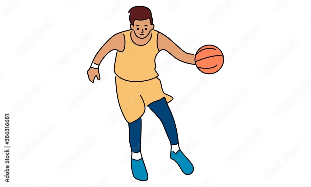 Basketball player. Vector illustration on white background. Sports concept