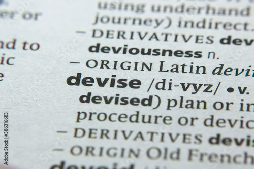 Obraz na plátně Word or phrase Devise in a dictionary.