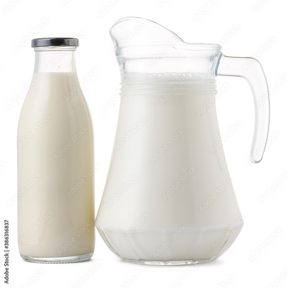 Glassware full of fresh milk isolated on white Glassware full of fresh milk isolated on white
