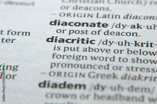 Word or phrase Diacritic in a dictionary.