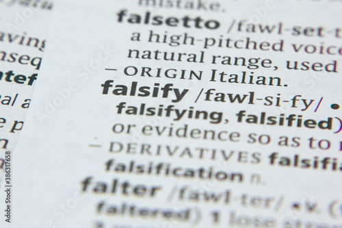 Word or phrase Falsify in a dictionary.