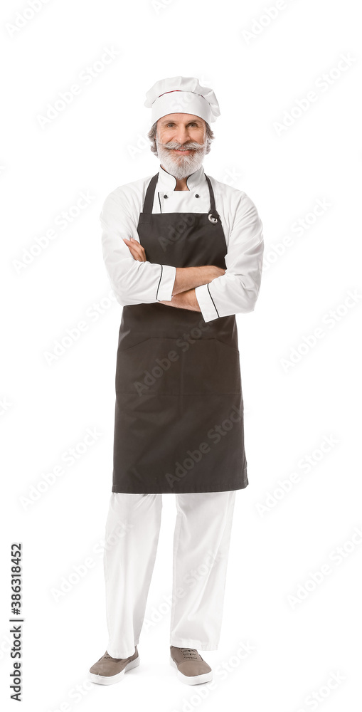 Mature male chef on white background Mature male chef on white background