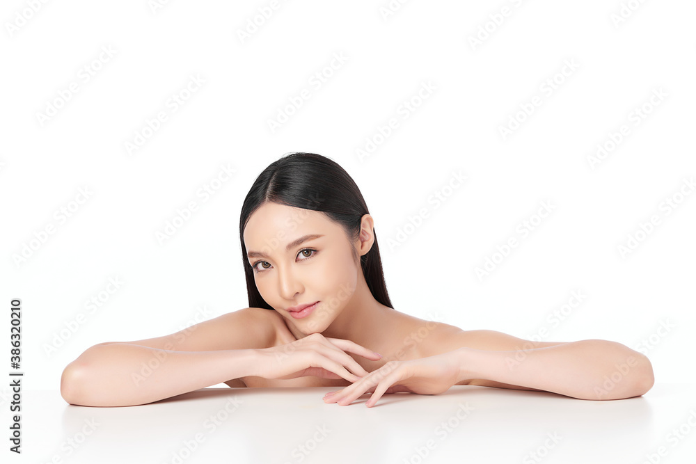 Beautiful young asian woman with clean fresh skin on white background, Face care, Facial treatment, Cosmetology, beauty and spa, Asian women portrait Beautiful young asian woman with clean fresh skin on white background, Face care, Facial treatment, Cosmetology, beauty and spa, Asian women portrait