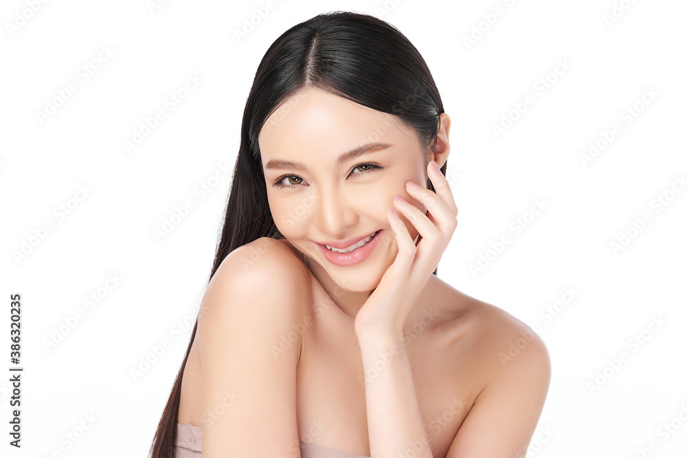 Beautiful young asian woman with clean fresh skin on white background, Face care, Facial treatment, Cosmetology, beauty and spa, Asian women portrait Beautiful young asian woman with clean fresh skin on white background, Face care, Facial treatment, Cosmetology, beauty and spa, Asian women portrait