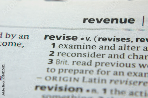 Word or phrase Revise in a dictionary.
