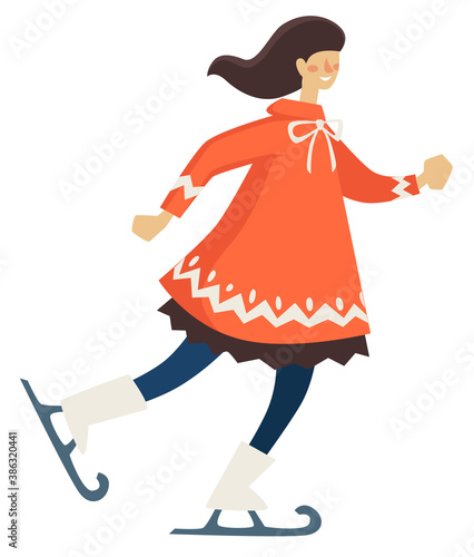 Figure skating on ice rink, winter sports vector