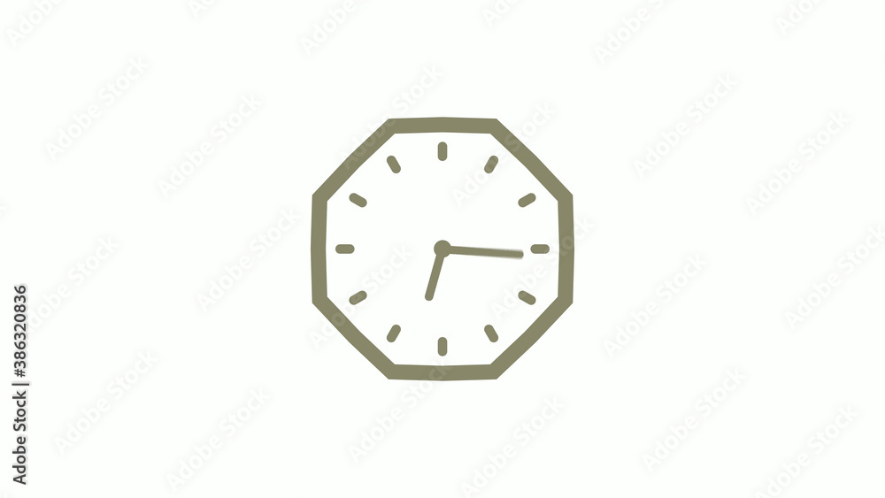Amazing yellow gray counting down clock icon on white background, 12 hours wall clock Amazing yellow gray counting down clock icon on white background, 12 hours wall clock
