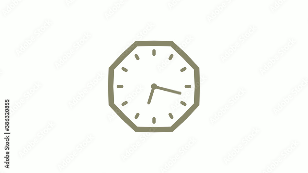 Amazing yellow gray counting down clock icon on white background, 12 hours wall clock Amazing yellow gray counting down clock icon on white background, 12 hours wall clock