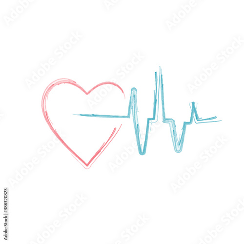 Hand drawn Red heart with e...