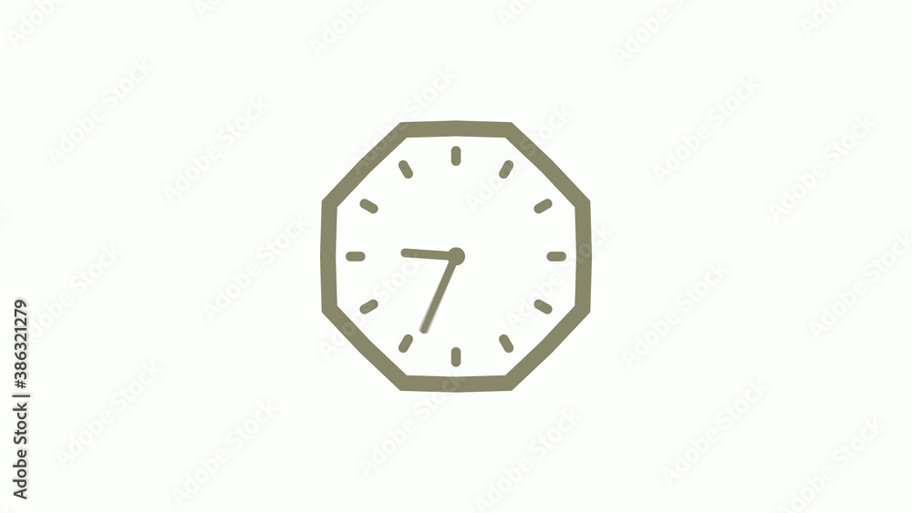 Amazing yellow gray counting down clock icon on white background, 12 hours wall clock Amazing yellow gray counting down clock icon on white background, 12 hours wall clock