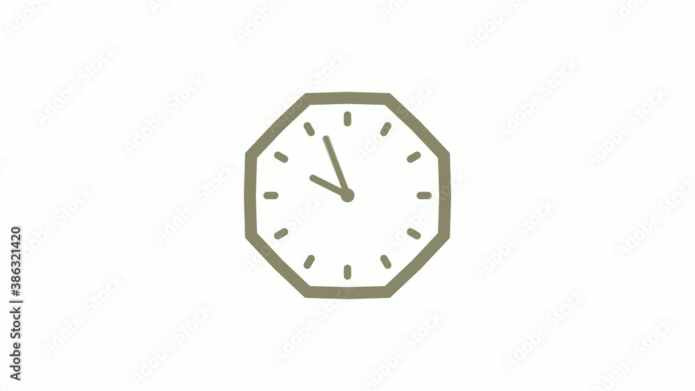 Amazing yellow gray counting down clock icon on white background, 12 hours wall clock Amazing yellow gray counting down clock icon on white background, 12 hours wall clock