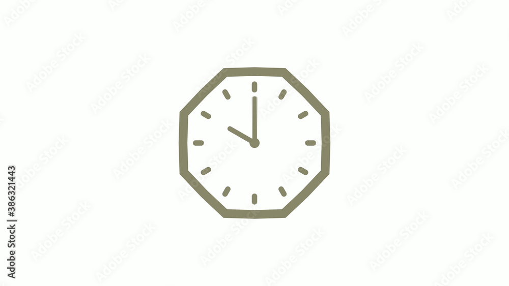 Amazing yellow gray counting down clock icon on white background, 12 hours wall clock Amazing yellow gray counting down clock icon on white background, 12 hours wall clock