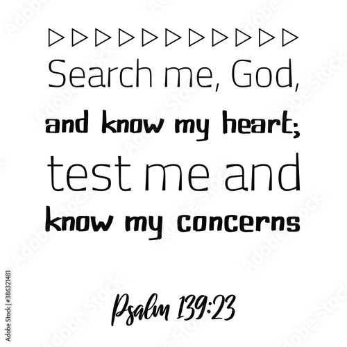 Search me, God, and know my heart; test me and know my concerns. Bible verse quote