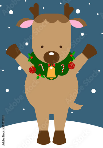 Merry Christmas greeting card deer retro designs EPS10 vector.