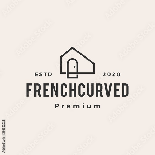 french curve niche door hipster vintage logo vector icon illustration