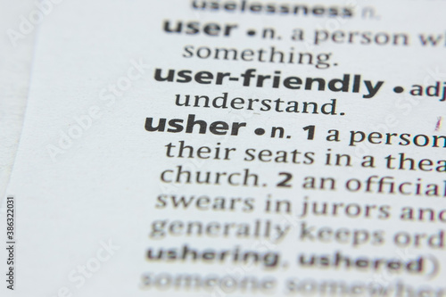 Cuadro en lienzo Word or phrase Usher in a dictionary.
