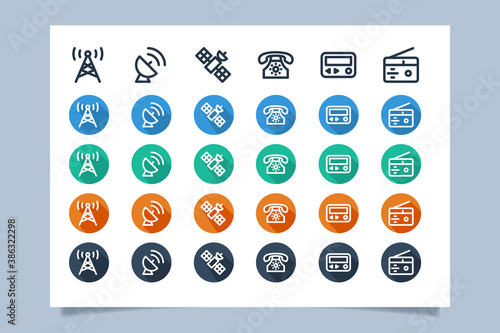 communication icon set vector graphic with several variations of style.