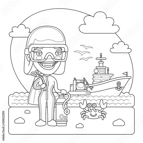 Oceanologist Coloring Page