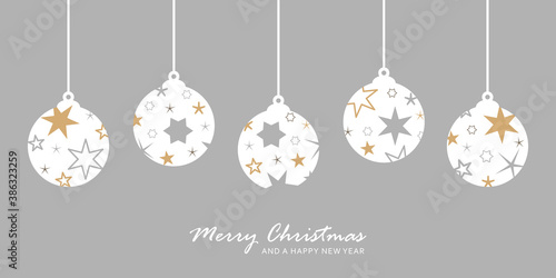 christmas card with star tree balls decoration vector illustration EPS10