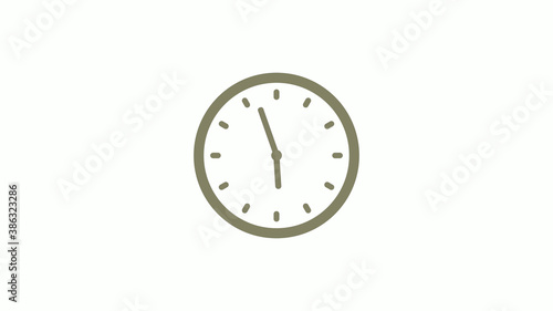 New yellow gray circle 12 hours clock icon on white background, Clock icon