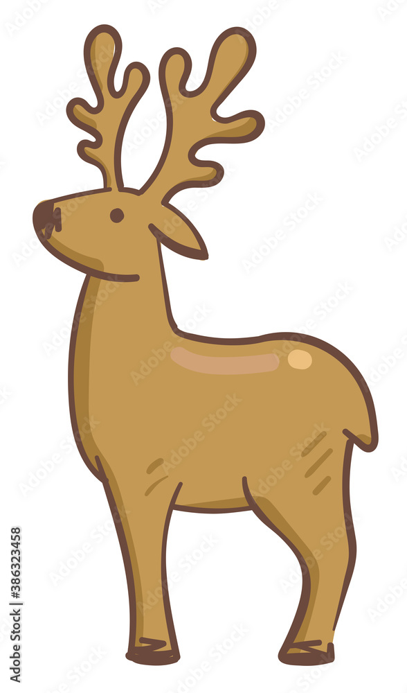 Obraz premium Deer with large horns, stag or elk vector