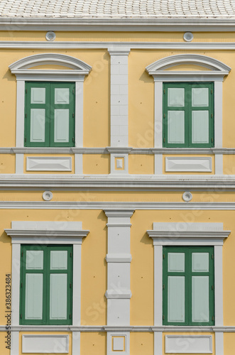 Pattern Windows of Colonial Building in Bangkok.