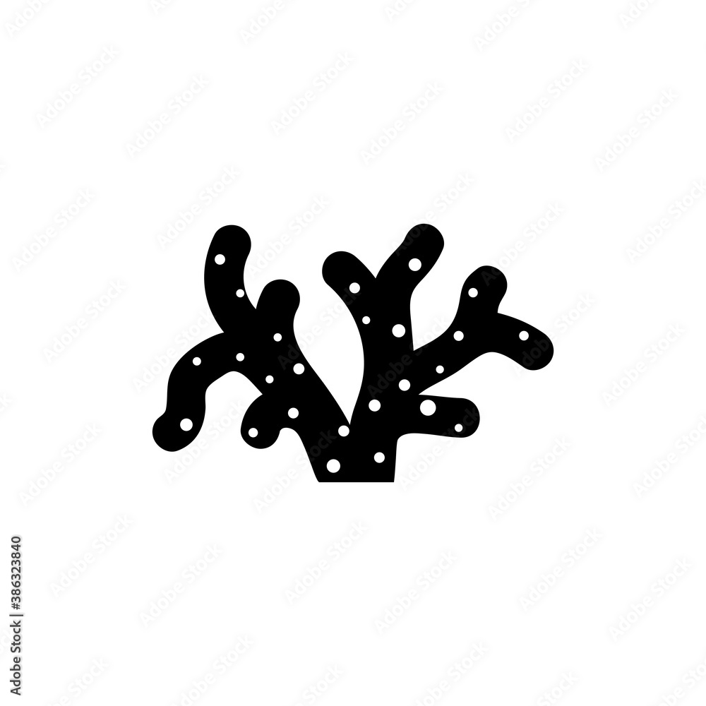 Coral Branch Silhouette, Seaweed Plant. Flat Vector Icon illustration. Simple black symbol on white background. Coral Branch, Seaweed Silhouette sign design template for web and mobile UI element. Coral Branch Silhouette, Seaweed Plant. Flat Vector Icon illustration. Simple black symbol on white background. Coral Branch, Seaweed Silhouette sign design template for web and mobile UI element.