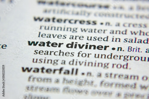 Bilde på lerret Word or phrase Water Diviner in a dictionary.