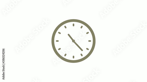 Counting down yellow gray clock icon on white background, 12 hours clock icon