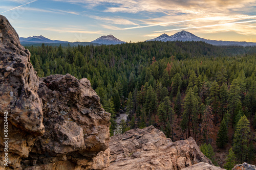 The Sun Sets Over Three Sisters Mountains In Bend Oregon photo