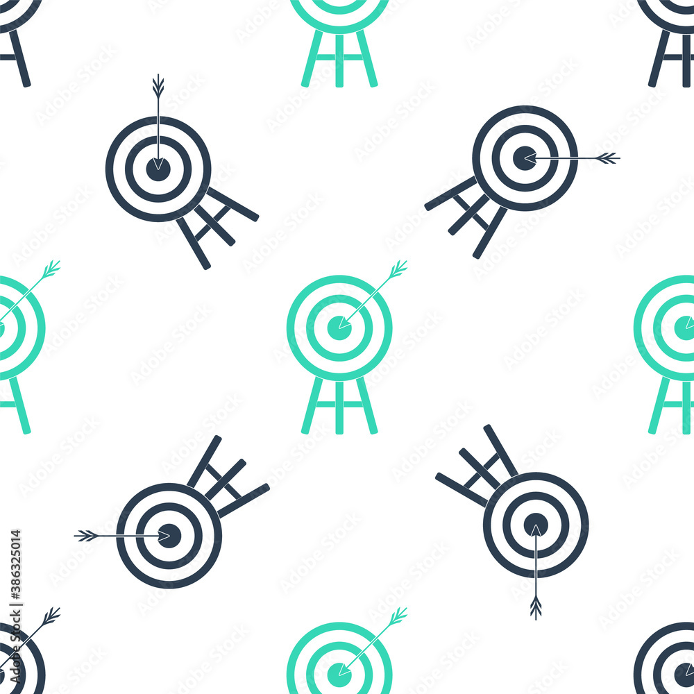 Green Target with arrow icon isolated seamless pattern on white background. Dart board sign. Archery board icon. Dartboard sign. Business goal concept. Vector. Green Target with arrow icon isolated seamless pattern on white background. Dart board sign. Archery board icon. Dartboard sign. Business goal concept. Vector.