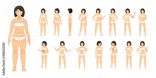 Female character constructor with various views