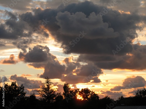 Nature, doberman, sea, water, shore, sun, sunset, sunset on the water, evening sunset, clouds.