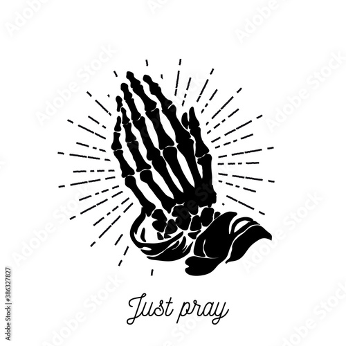 Vector illustration - Praying skeleton hands