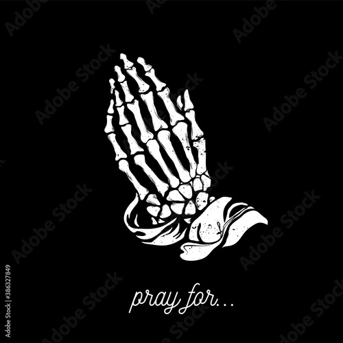 Vector illustration - Praying skeleton hands