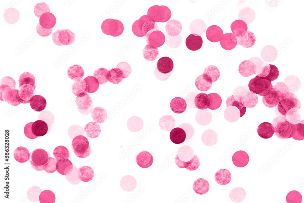 Bright red confetti isolated on white background.