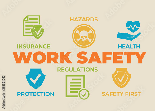 Work safety Concept with icons and signs