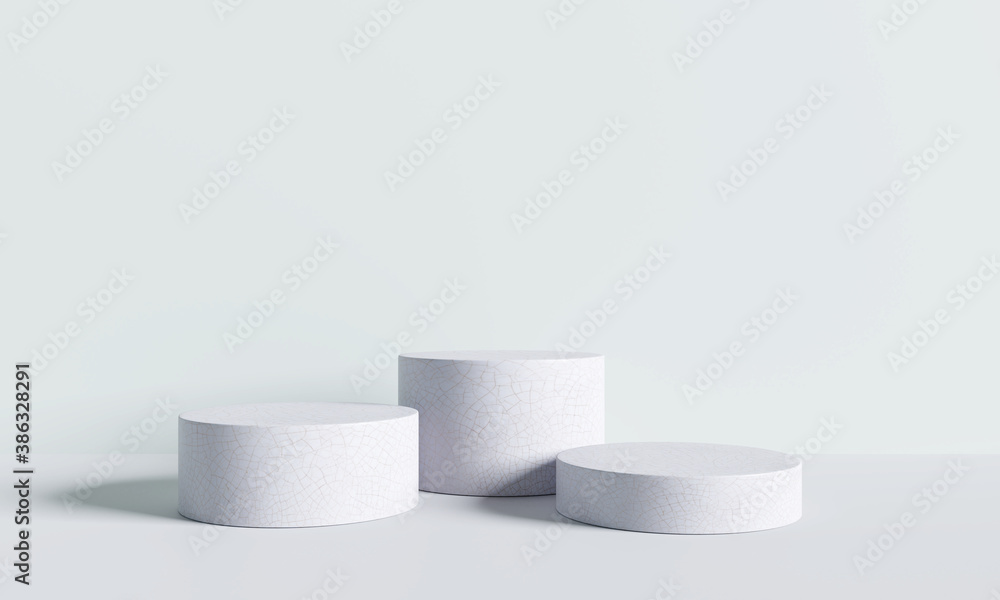 Abstract product display podium on white background. 3D render