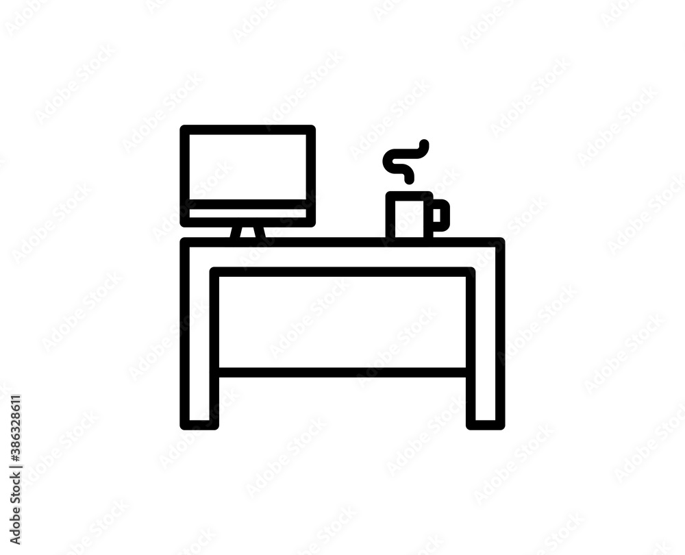 Work desk line icon Work desk line icon