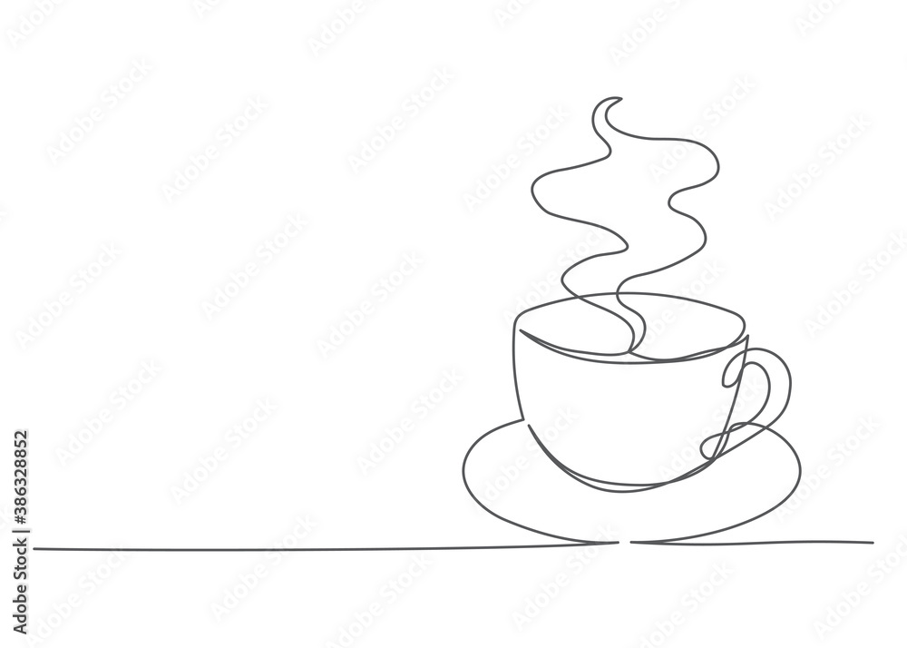 Coffee One line drawing Vector coffee cup in line style on white ...